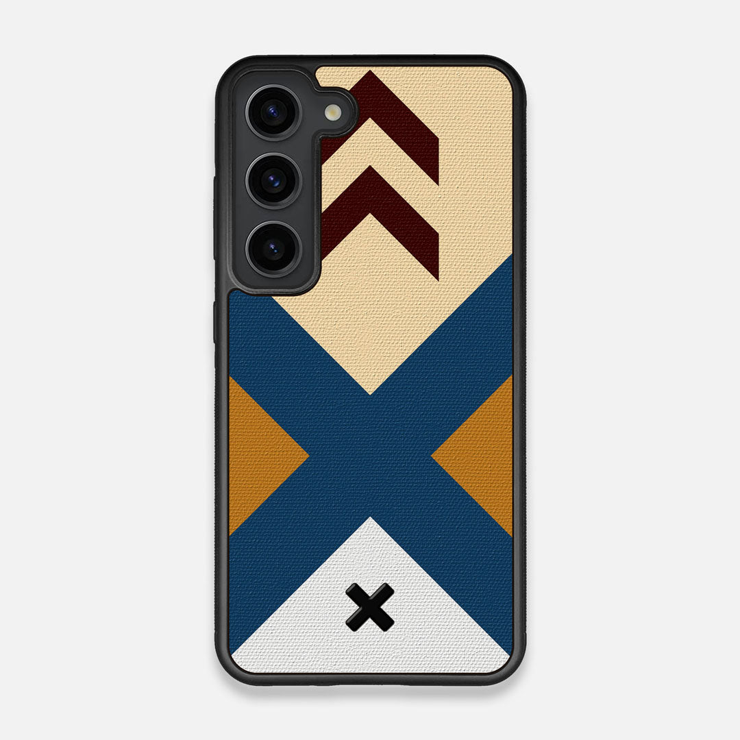 Front view of the Camp Adventure Marker in the Wayfinder series UV-Printed thick cotton canvas Galaxy S23 Case by Keyway Designs