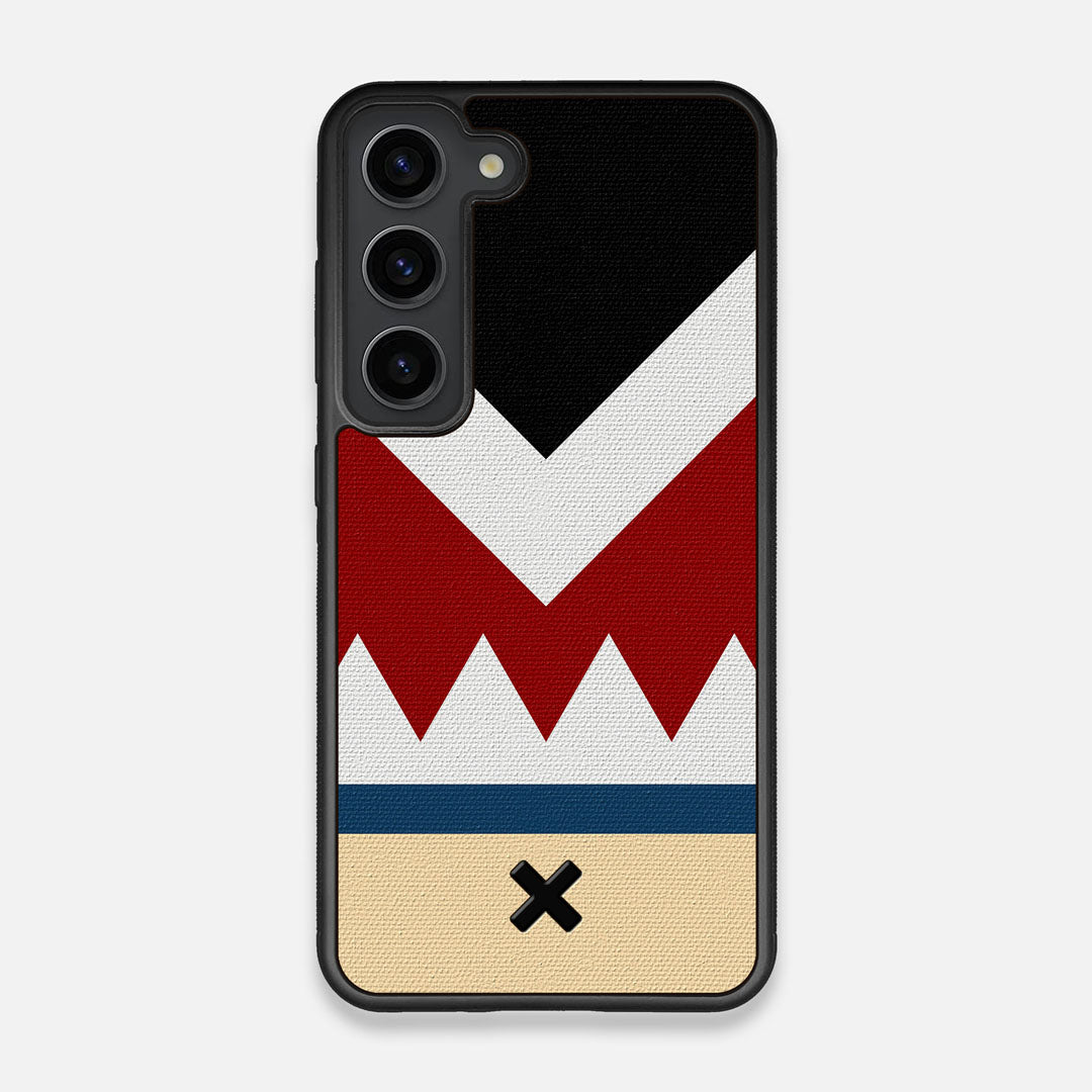 Front view of the Cove Adventure Marker in the Wayfinder series UV-Printed thick cotton canvas Galaxy S23 Case by Keyway Designs
