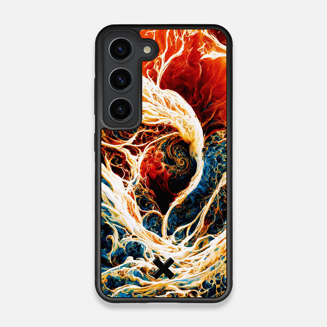 Front view of the stylized AI generated art print created by John Wingfield printed to cotton canvas Galaxy S23 Case by Keyway Designs