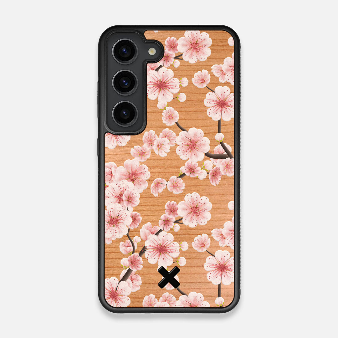Front view of the Sakura Printed Cherry-blossom Cherry Wood Galaxy S23 Case by Keyway Designs