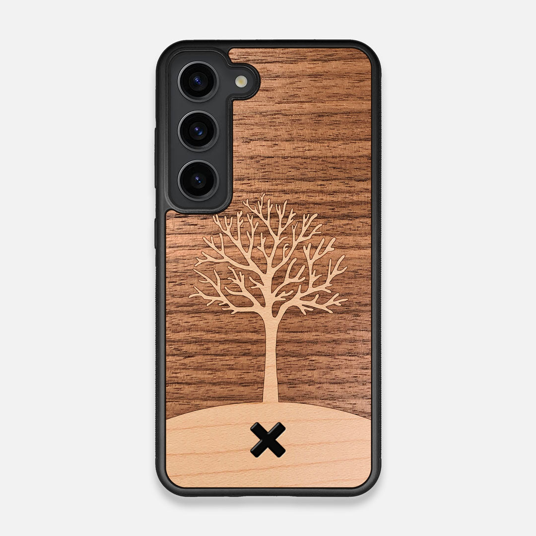 Front view of the Tree Of Life Walnut Wood Galaxy S23 Case by Keyway Designs