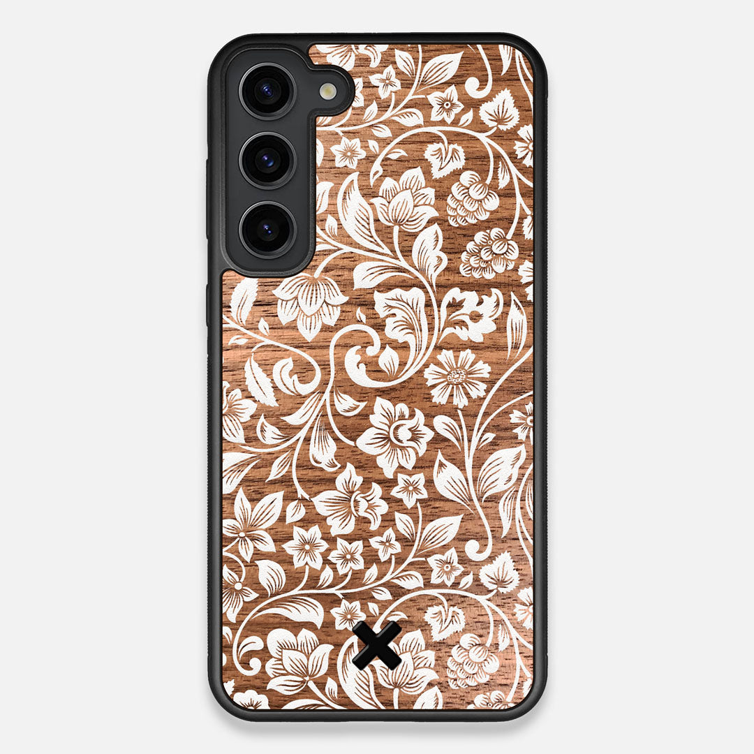 Front view of the Blossom Whitewash Wood Galaxy S23+ Case by Keyway Designs