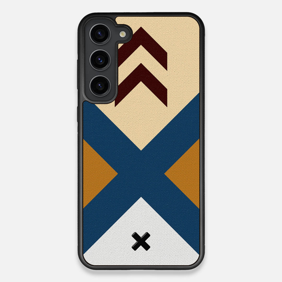 Front view of the Camp Adventure Marker in the Wayfinder series UV-Printed thick cotton canvas Galaxy S23 Plus Case by Keyway Designs