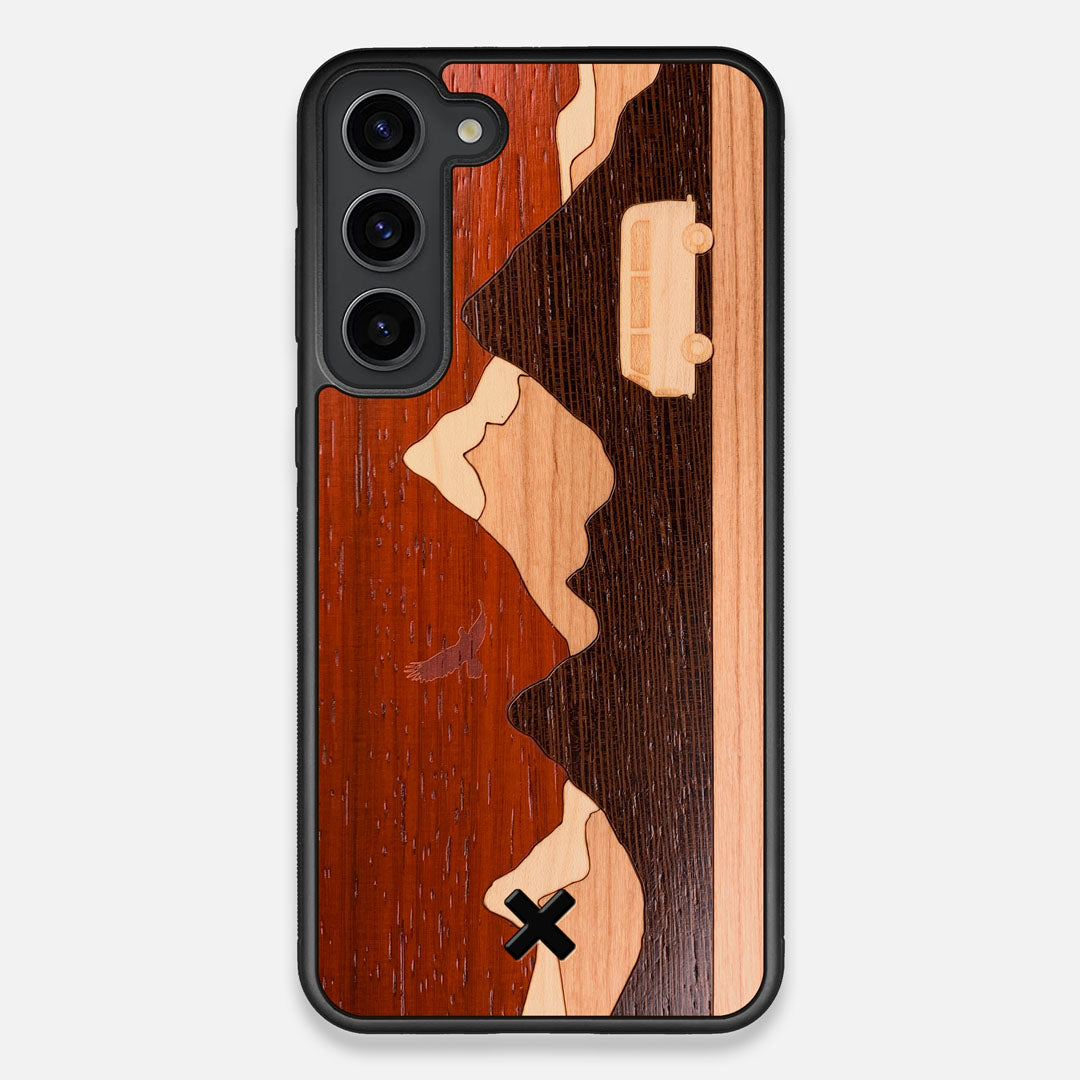 Front view of the Compass By Nrth Blue Denim Galaxy S23 Plus Case by Keyway Designs