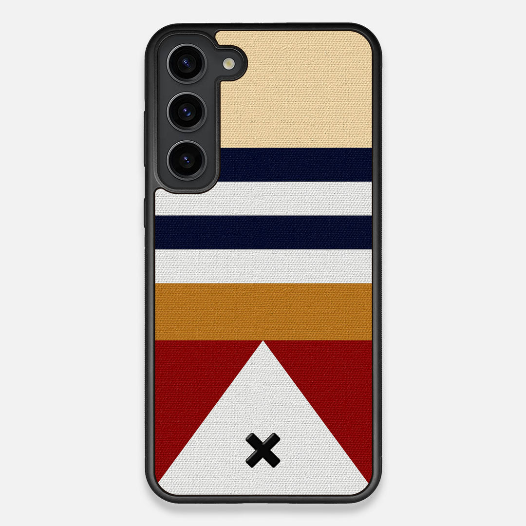 Front view of the Lodge Adventure Marker in the Wayfinder series UV-Printed thick cotton canvas Galaxy S23 Plus Case by Keyway Designs