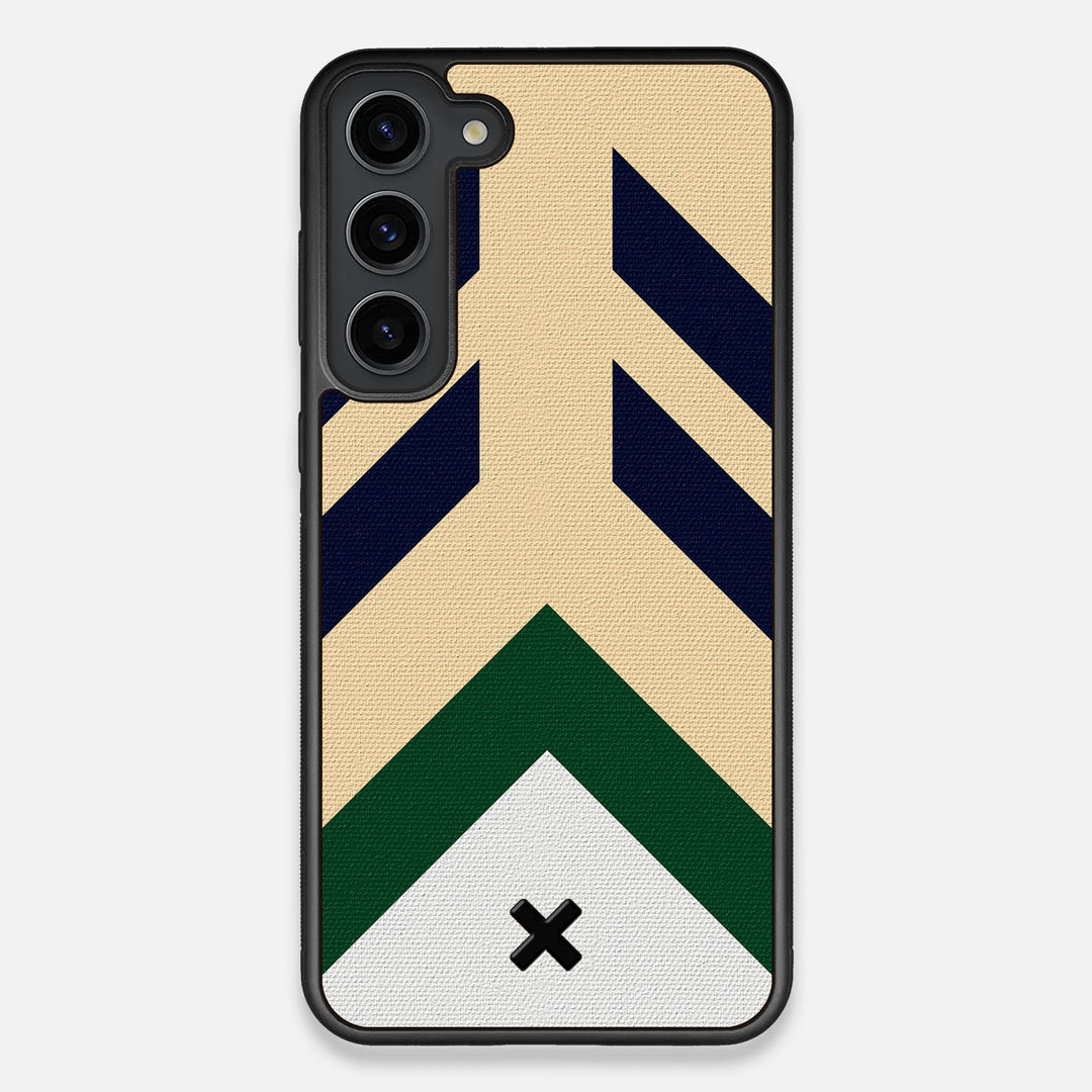 Front view of the Passage Adventure Marker in the Wayfinder series UV-Printed thick cotton canvas Galaxy S23 Plus Case by Keyway Designs