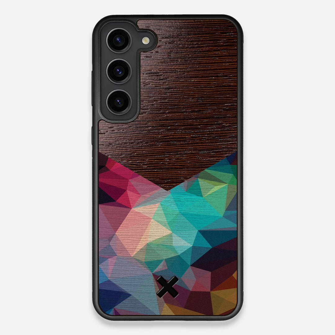 Front view of the vibrant Geometric Gradient printed Wenge Wood Galaxy S23+ Case by Keyway Designs