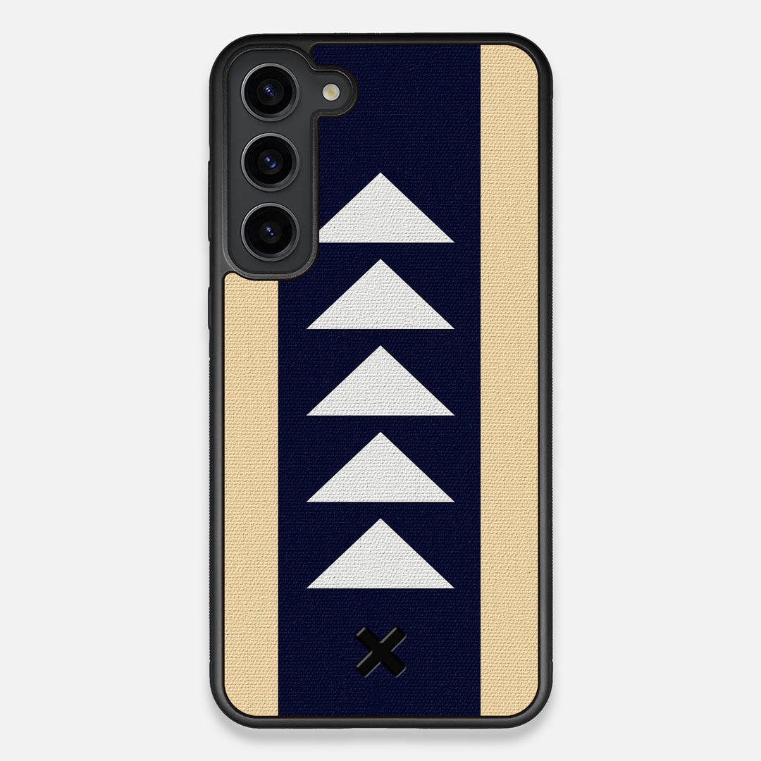 Front view of the Track Adventure Marker in the Wayfinder series UV-Printed thick cotton canvas Galaxy S23 Plus Case by Keyway Designs