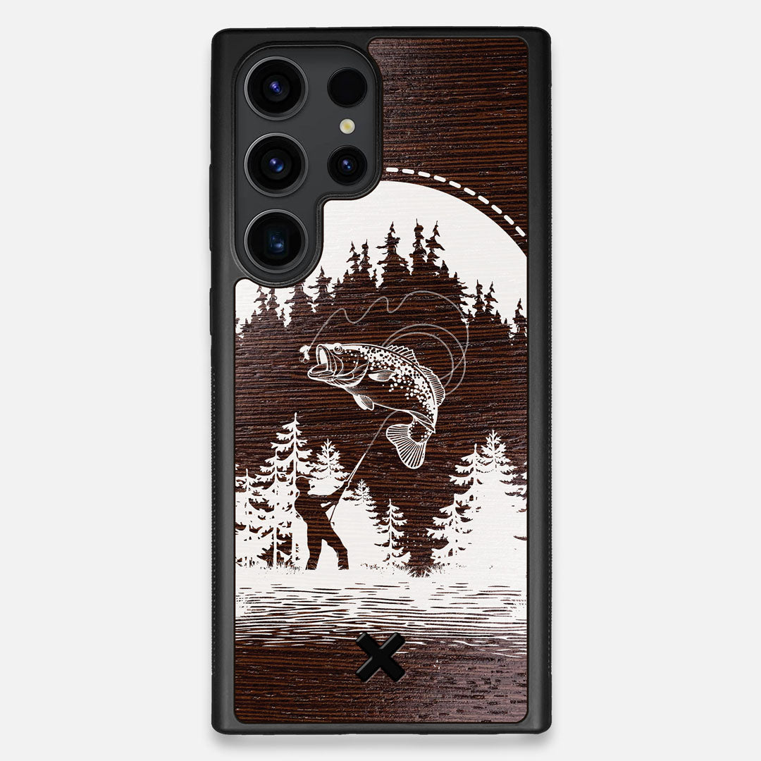 Front view of the high-contrast spotted bass printed Wenge Wood Galaxy S23 Ultra Case by Keyway Designs