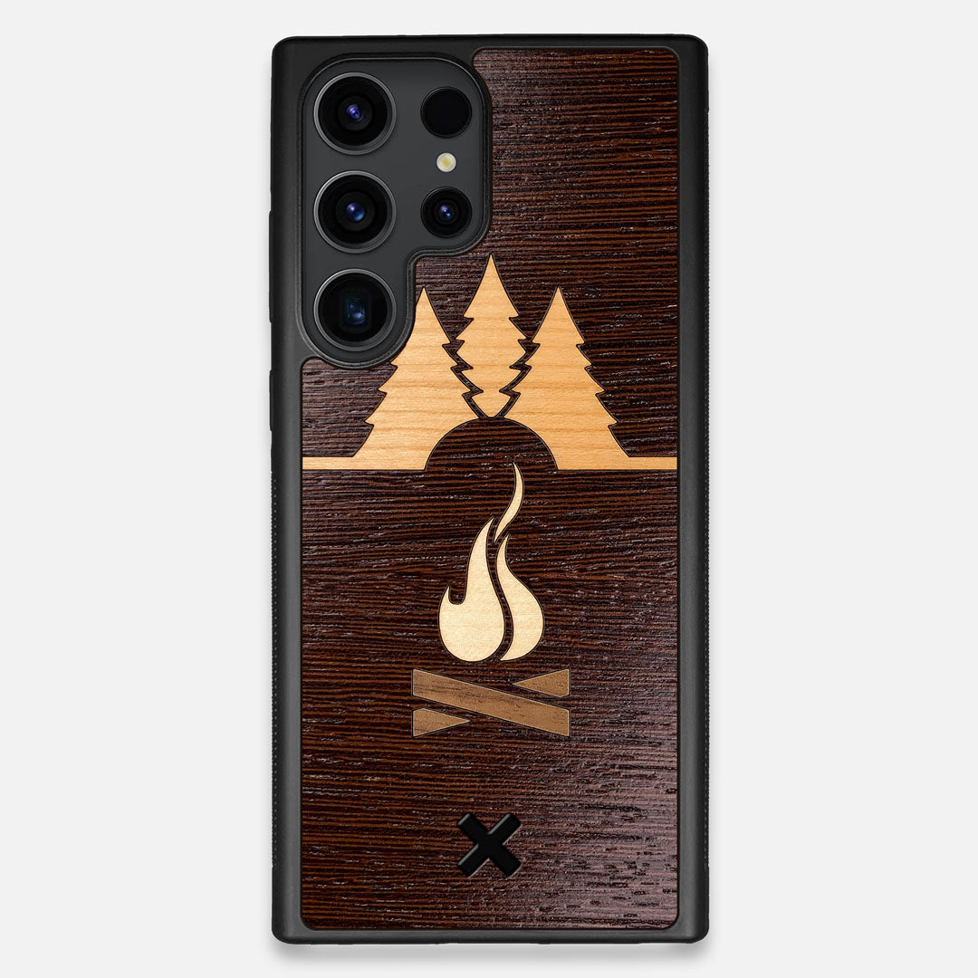 Front view of the Nomad Campsite Wood Galaxy S23 Ultra Case by Keyway Designs