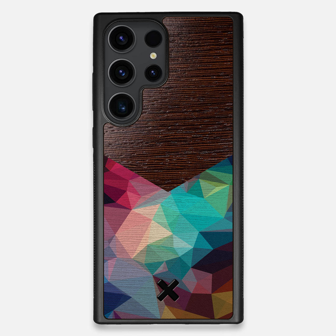 Front view of the vibrant Geometric Gradient printed Wenge Wood Galaxy S23 Ultra Case by Keyway Designs