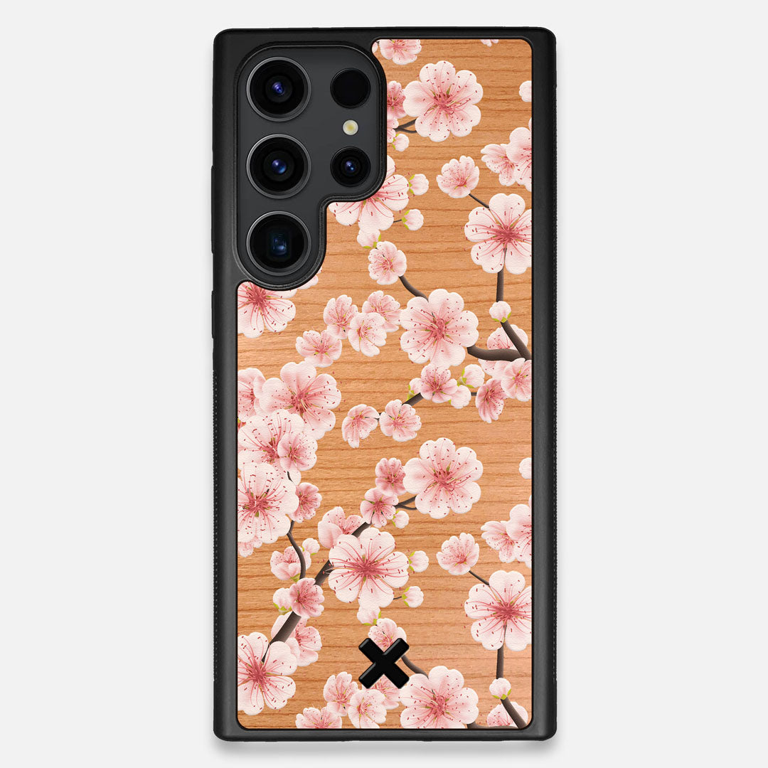 Front view of the Sakura Printed Cherry-blossom Cherry Wood Galaxy S23 Ultra Case by Keyway Designs