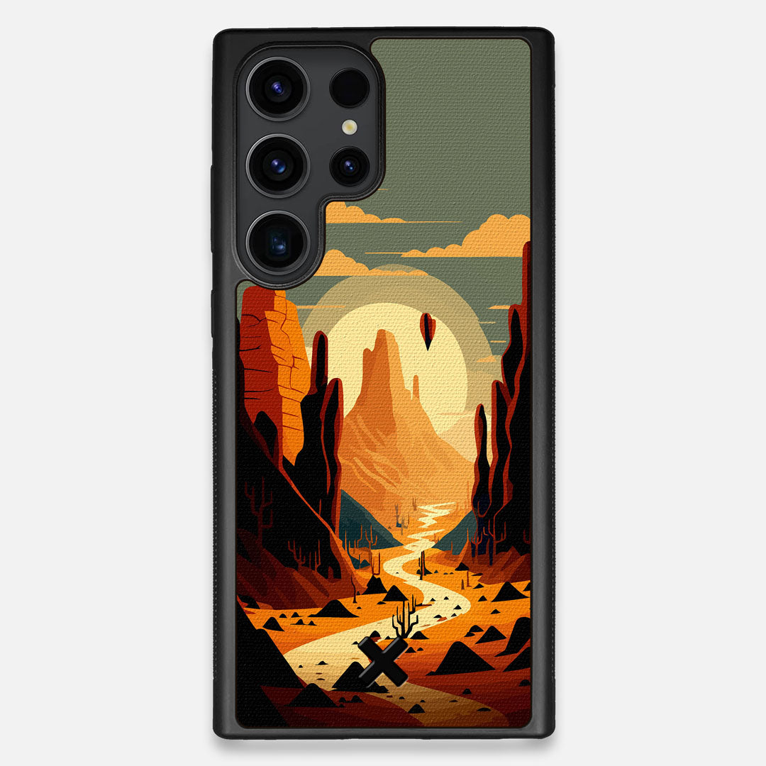 Front view of the stylized thin river cutting deep through a canyon sunset printed on cotton canvas Galaxy S23 Ultra Case by Keyway Designs