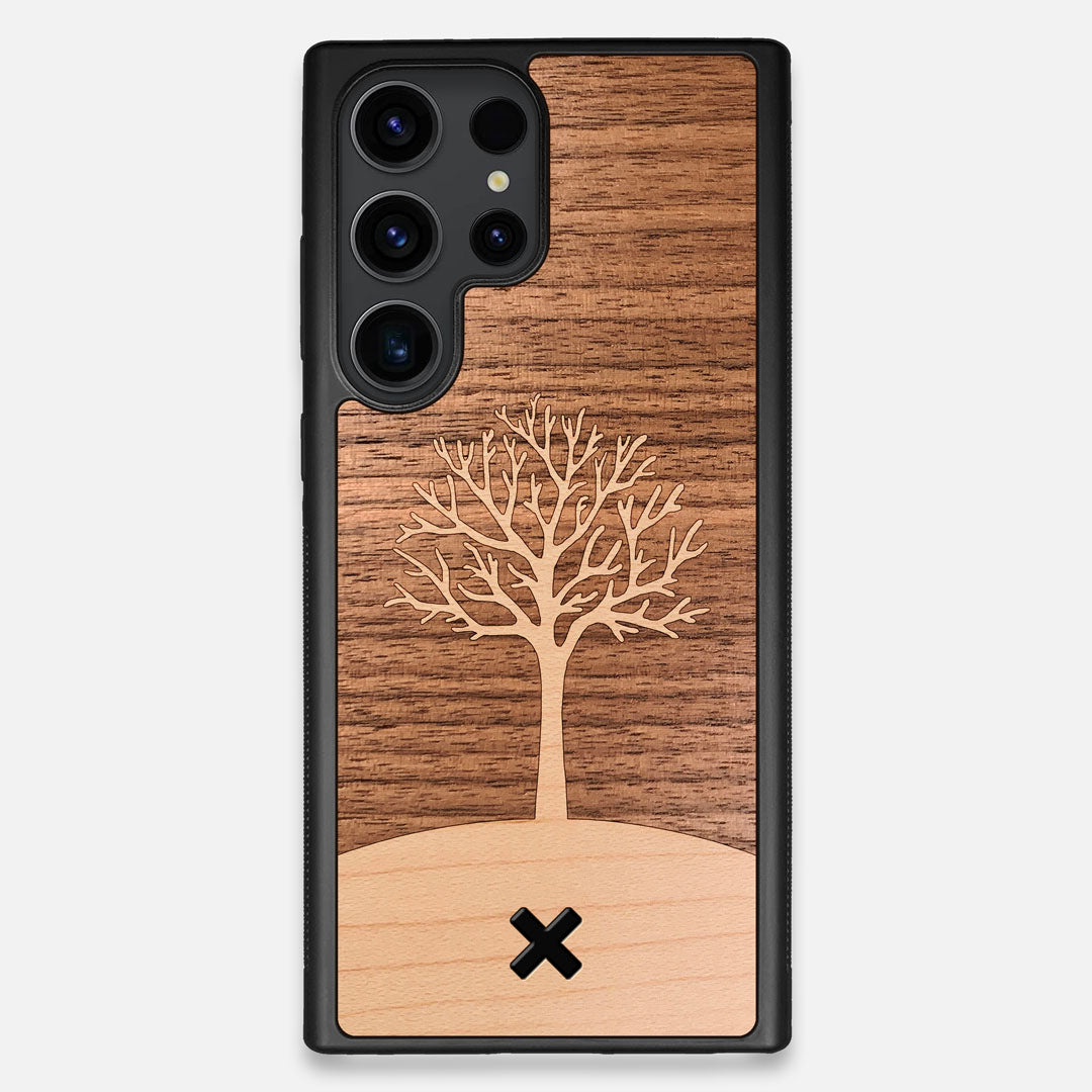 Front view of the Tree Of Life Walnut Wood Galaxy S23 Ultra Case by Keyway Designs