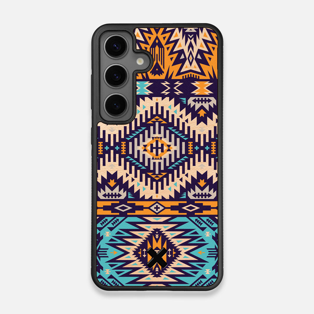 Front view of the vibrant Aztec printed Maple Wood Galaxy S24 Case by Keyway Designs