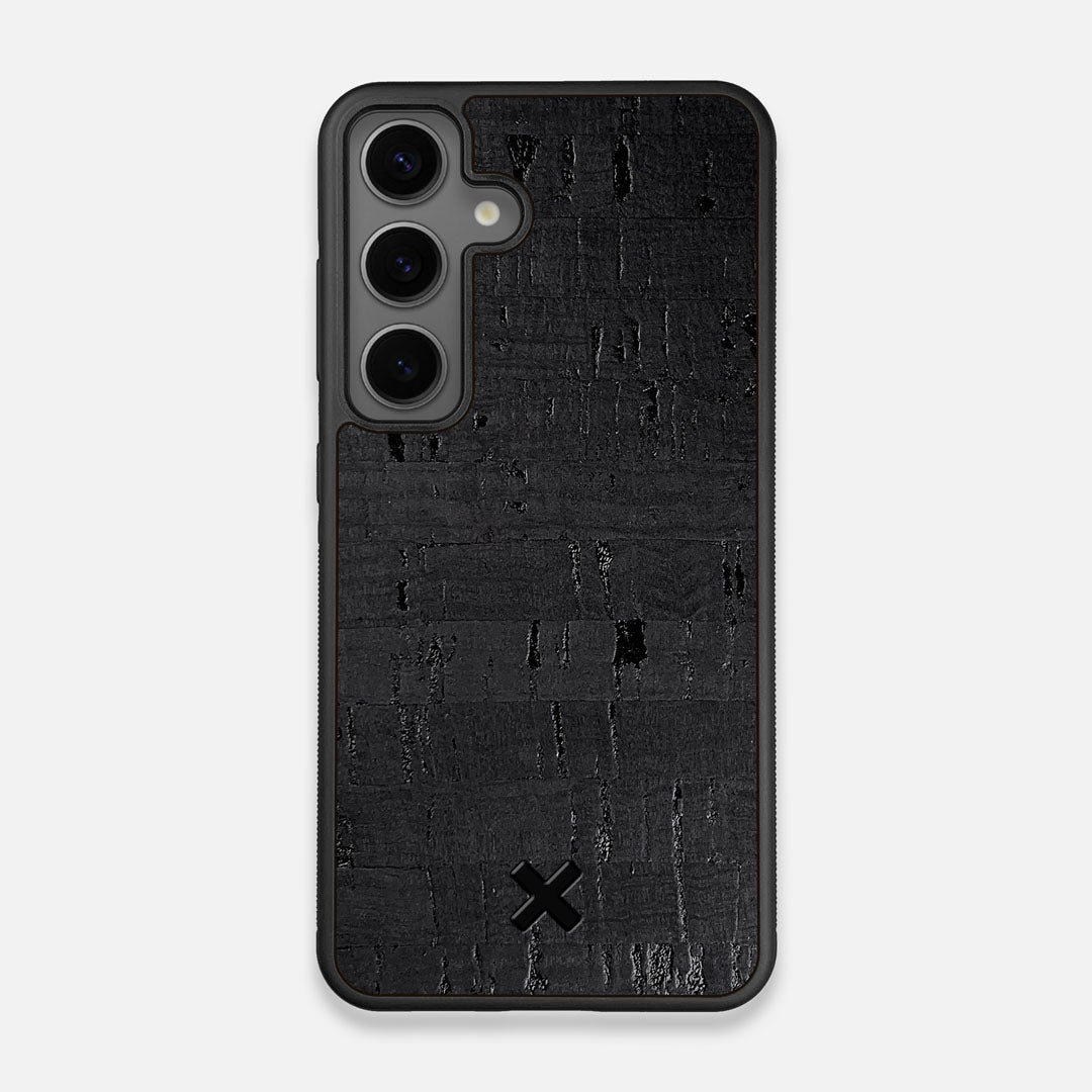 Front view of the dyed black natural cork Galaxy S24 Case by Keyway Designs