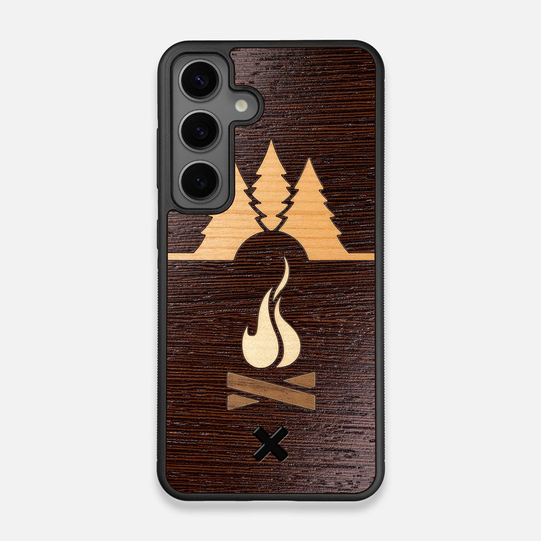 Front view of the Nomad Campsite Wood Galaxy S24 Case by Keyway Designs