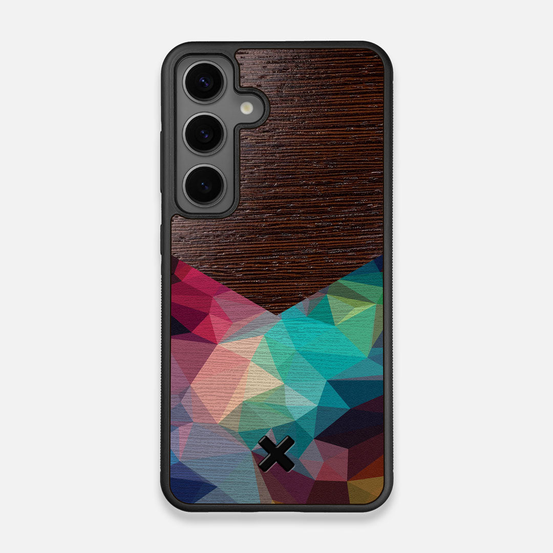 Front view of the vibrant Geometric Gradient printed Wenge Wood Galaxy S24 Case by Keyway Designs