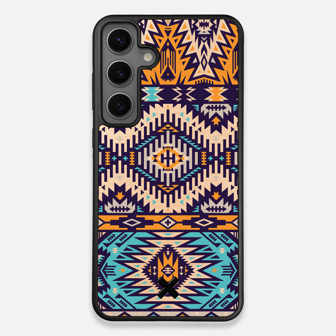 Front view of the vibrant Aztec printed Maple Wood Galaxy S24+ Case by Keyway Designs