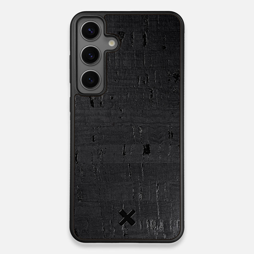 Front view of the dyed black natural cork Galaxy S24+ Case by Keyway Designs