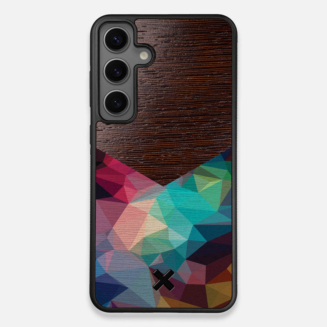 Front view of the vibrant Geometric Gradient printed Wenge Wood Galaxy S24+ Case by Keyway Designs