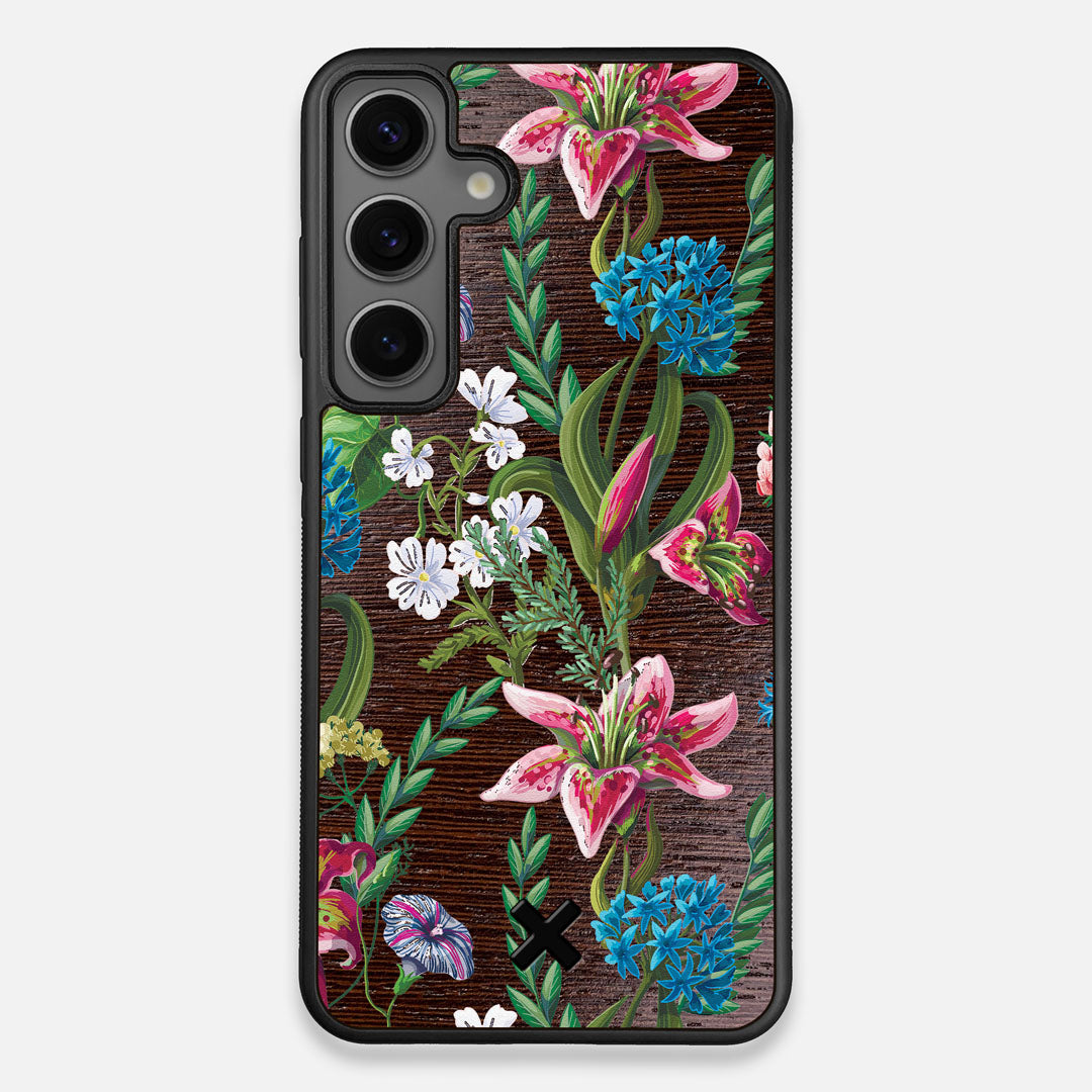 Front view of the Stargazer Lily printed Wenge Wood Galaxy S24+ Case by Keyway Designs