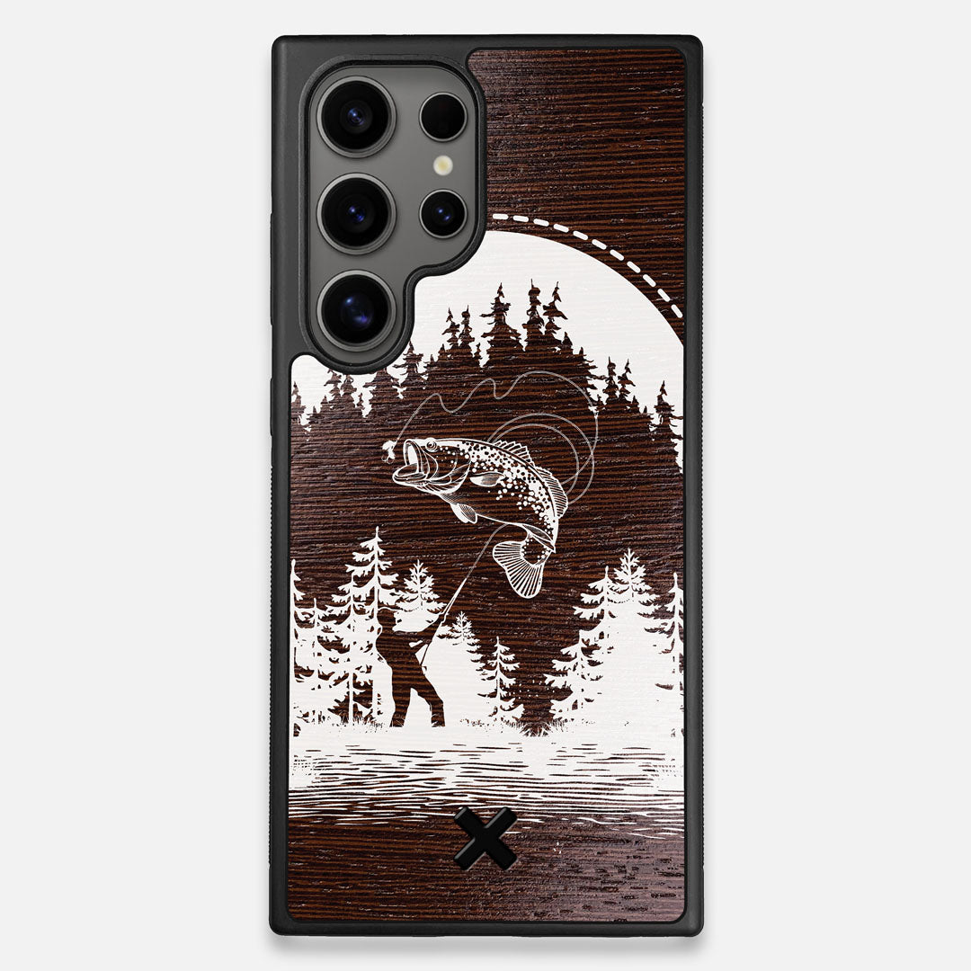 Front view of the high-contrast spotted bass printed Wenge Wood Galaxy S24 Ultra Case by Keyway Designs