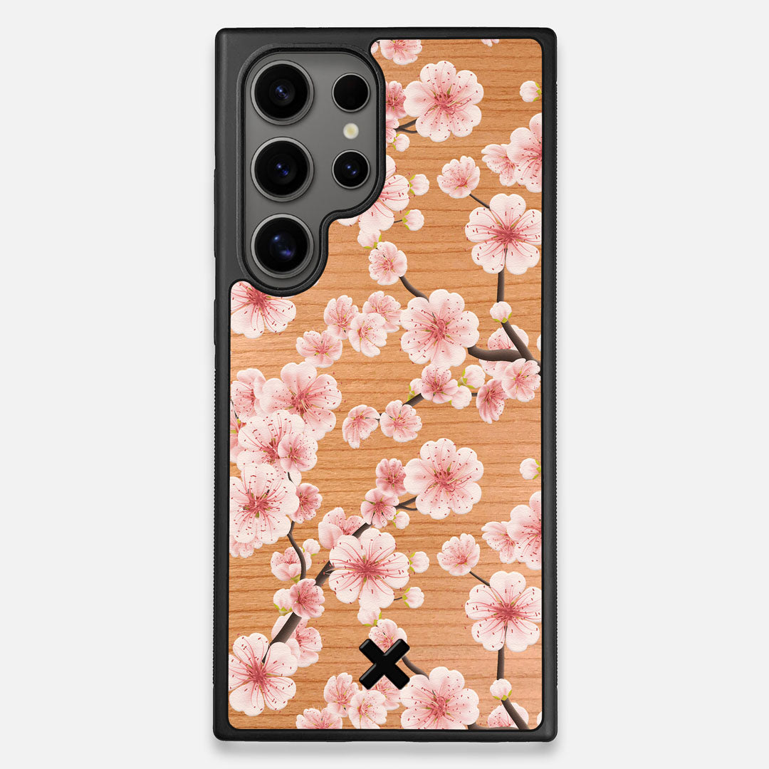 Front view of the Sakura Printed Cherry-blossom Cherry Wood Galaxy S24 Ultra Case by Keyway Designs