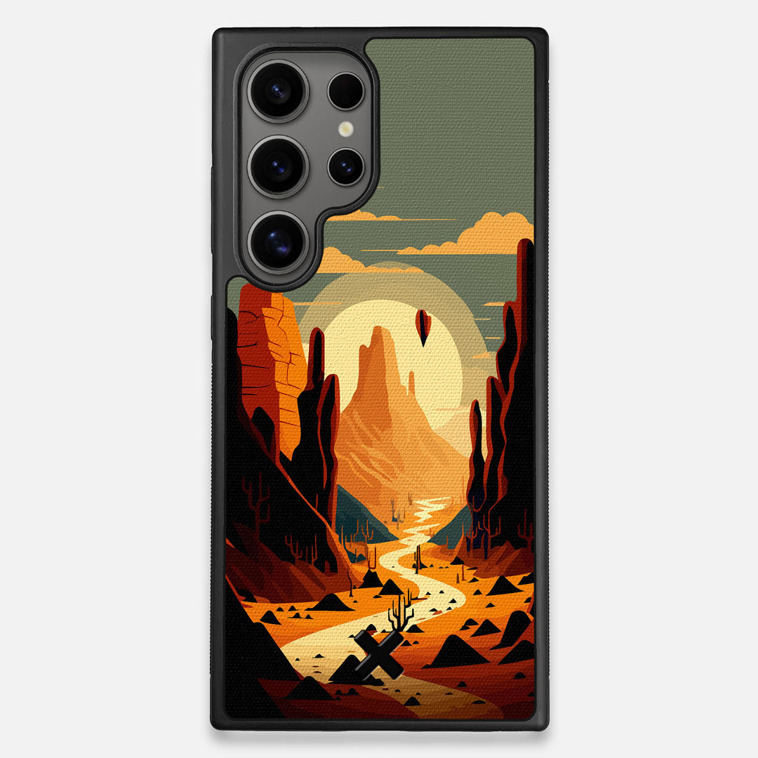 Front view of the stylized thin river cutting deep through a canyon sunset printed on cotton canvas Galaxy S24 Ultra Case by Keyway Designs