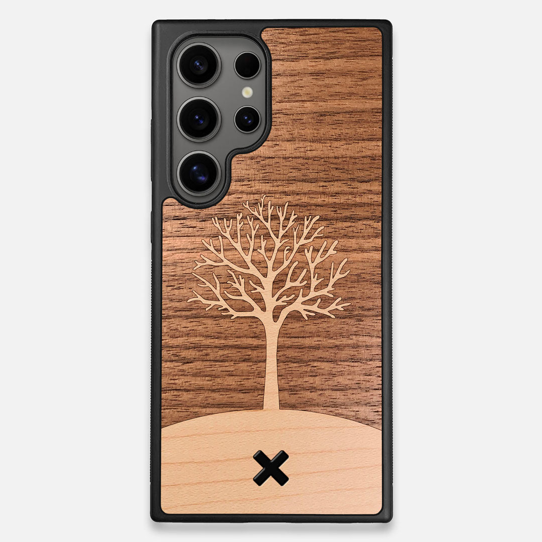 Front view of the Tree Of Life Walnut Wood Galaxy S24 Ultra Case by Keyway Designs