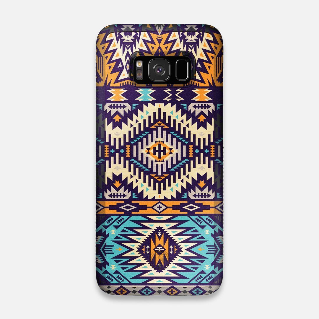 Front view of the vibrant Aztec printed Maple Wood Galaxy S8 Case by Keyway Designs