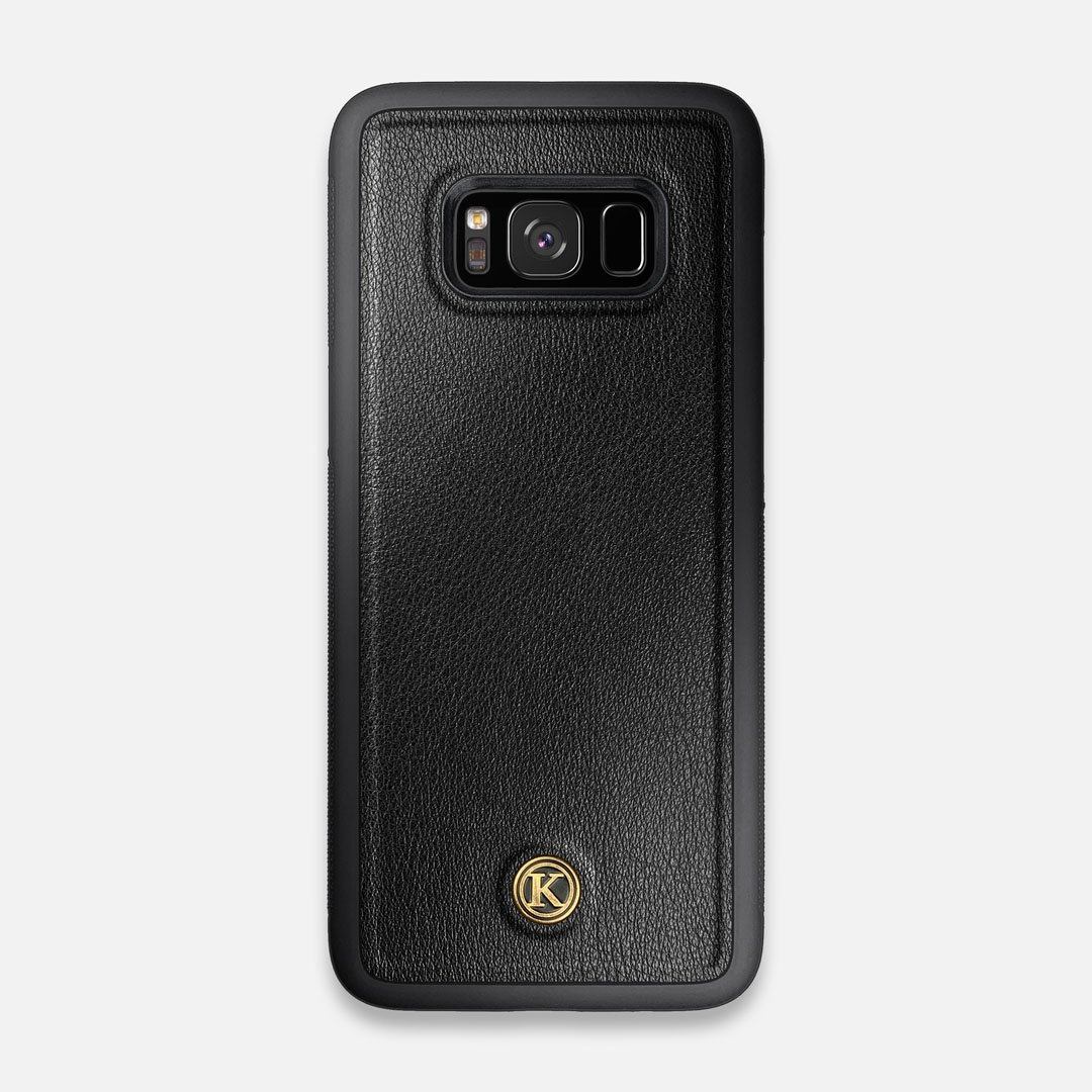Front view of the Blank Black Leather Galaxy S8 Case by Keyway Designs