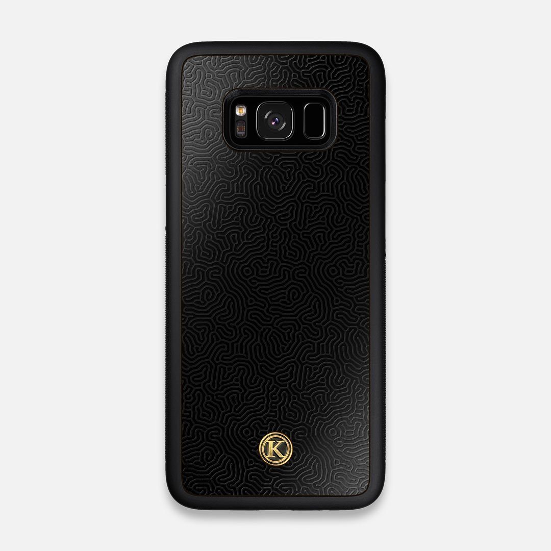 Front view of the highly detailed organic growth engraving on matte black impact acrylic Galaxy S8 Case by Keyway Designs