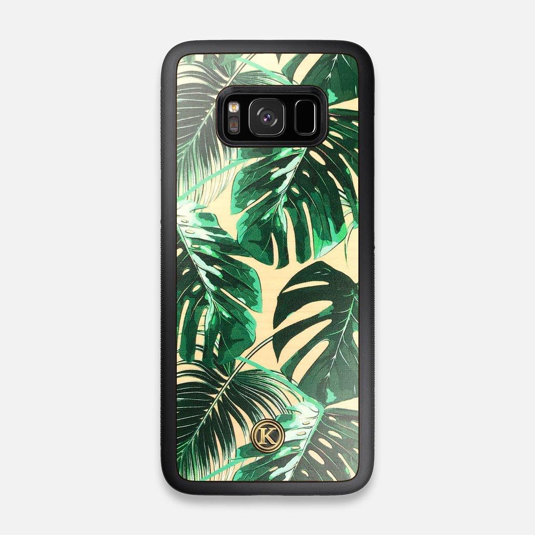 Front view of the Palm leaf printed Maple Wood Galaxy S8 Case by Keyway Designs