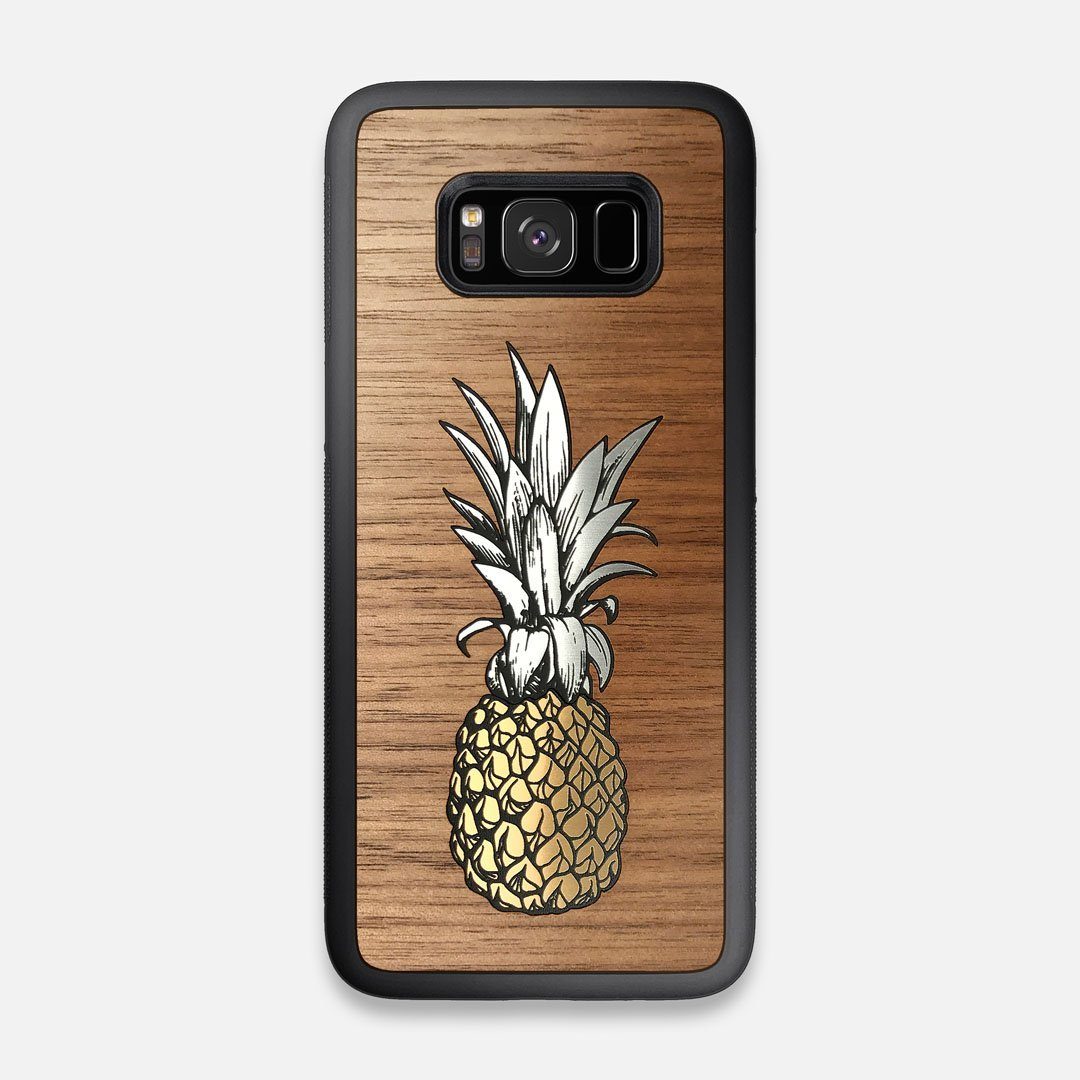 Front view of the Pineapple Walnut Wood Galaxy S8 Case by Keyway Designs