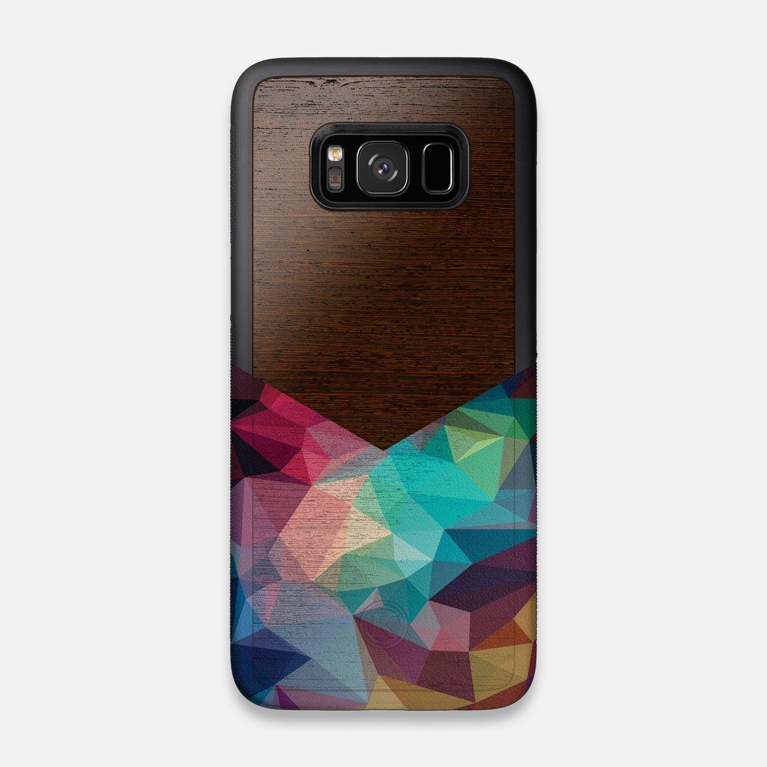 Front view of the vibrant Geometric Gradient printed Wenge Wood Galaxy S8 Case by Keyway Designs