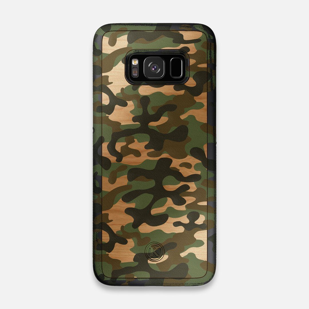Front view of the stealth Paratrooper camo printed Wenge Wood Galaxy S8 Case by Keyway Designs