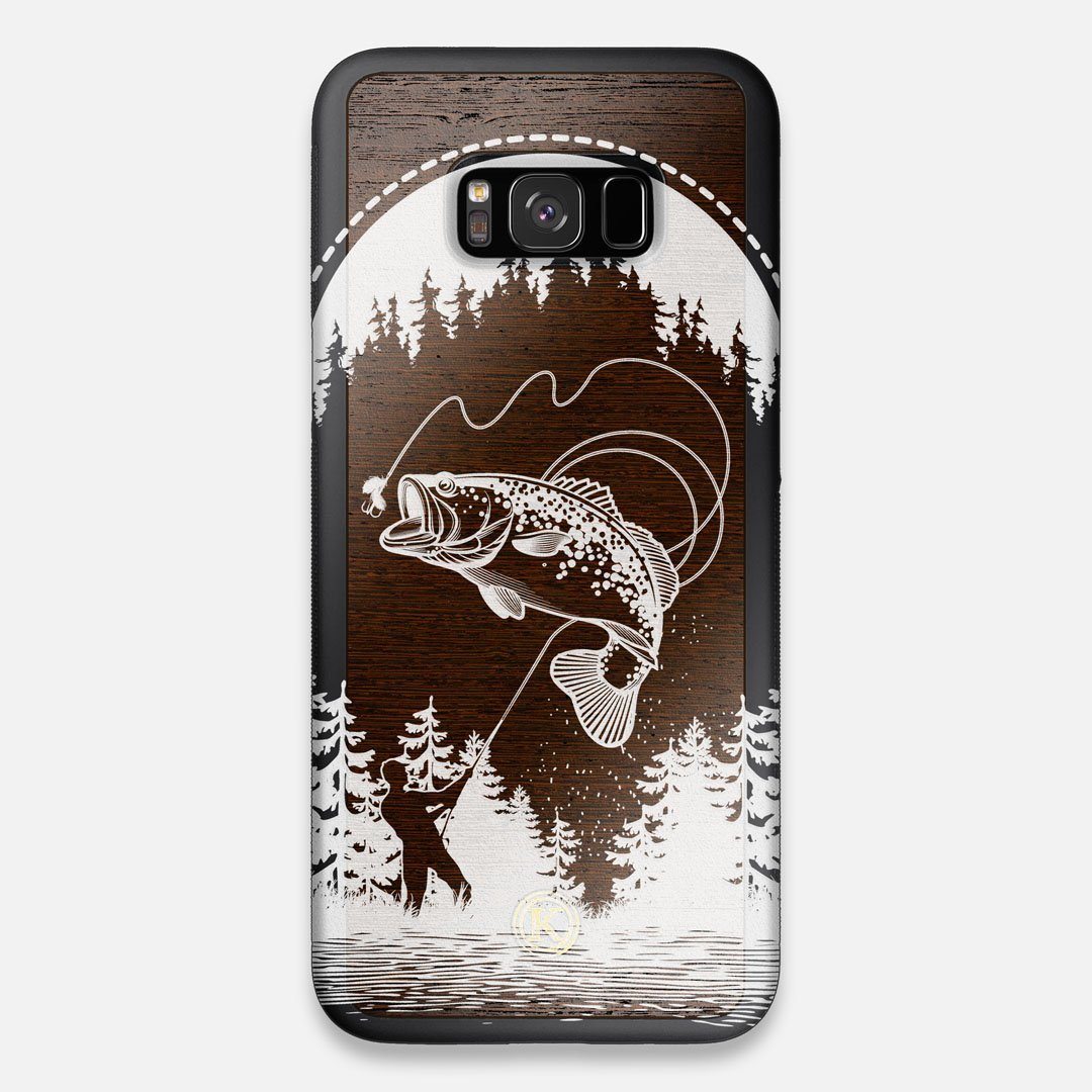 Front view of the high-contrast spotted bass printed Wenge Wood Galaxy S8+ Case by Keyway Designs