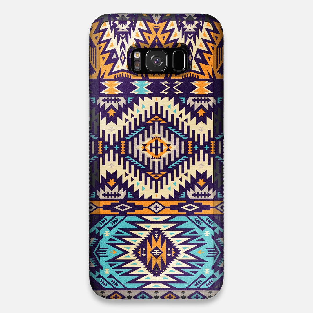 Front view of the vibrant Aztec printed Maple Wood Galaxy S8+ Case by Keyway Designs