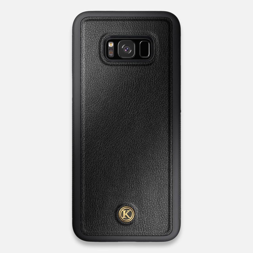 Front view of the Blank Black Leather Galaxy S8+ Case by Keyway Designs