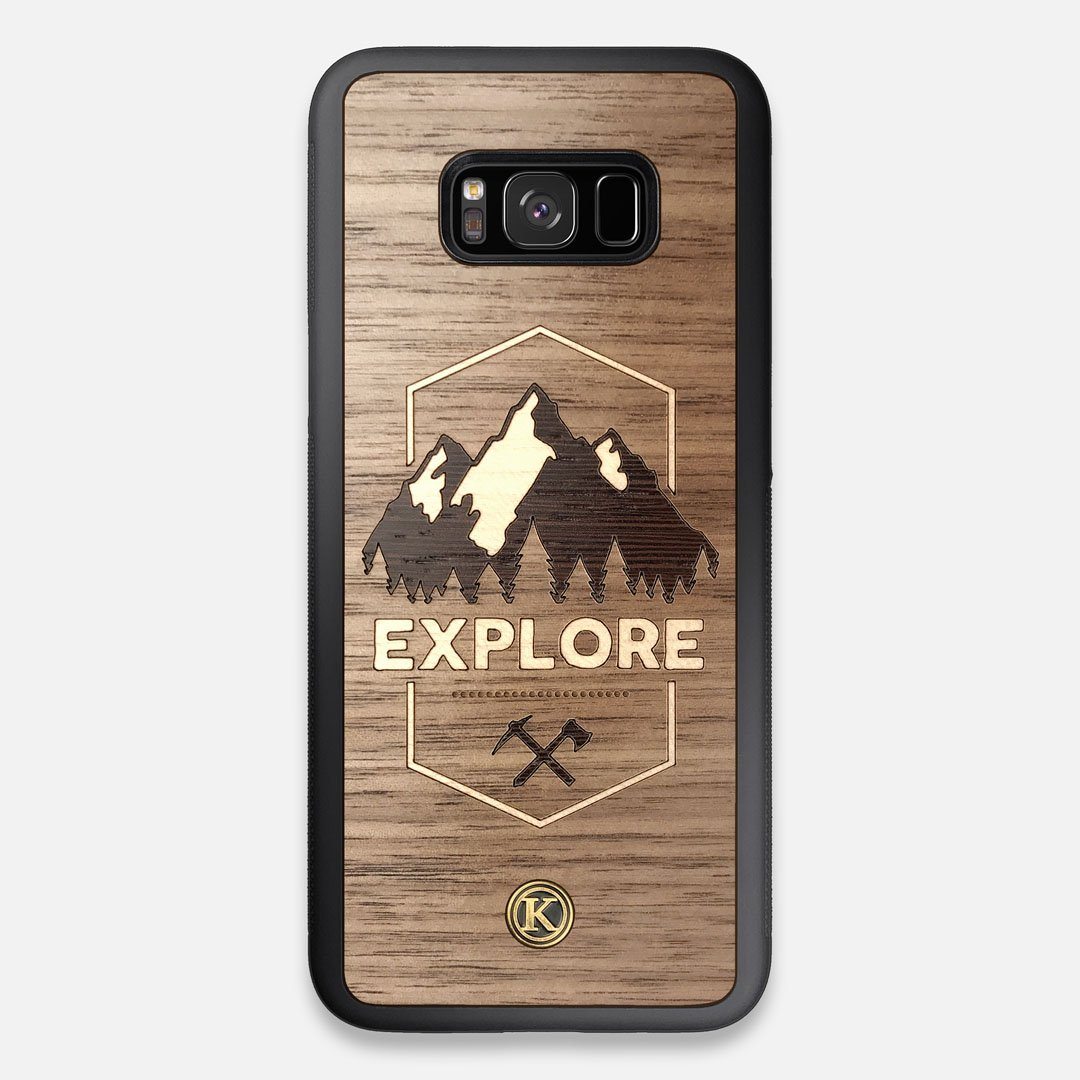 Front view of the Compass By Nrth Blue Denim Galaxy S8+ Case by Keyway Designs