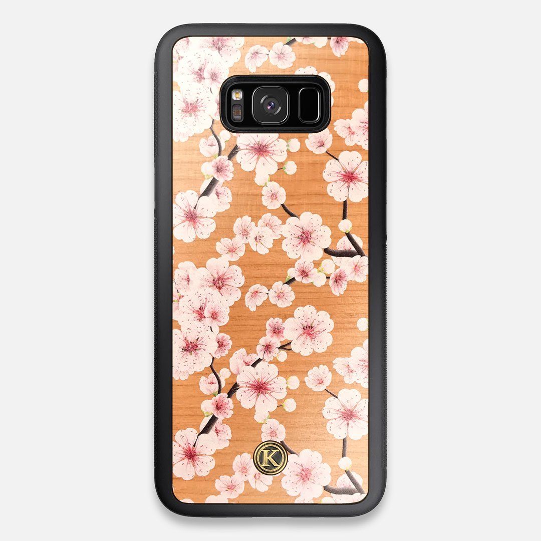 Front view of the Sakura Printed Cherry-blossom Cherry Wood Galaxy S8+ Case by Keyway Designs