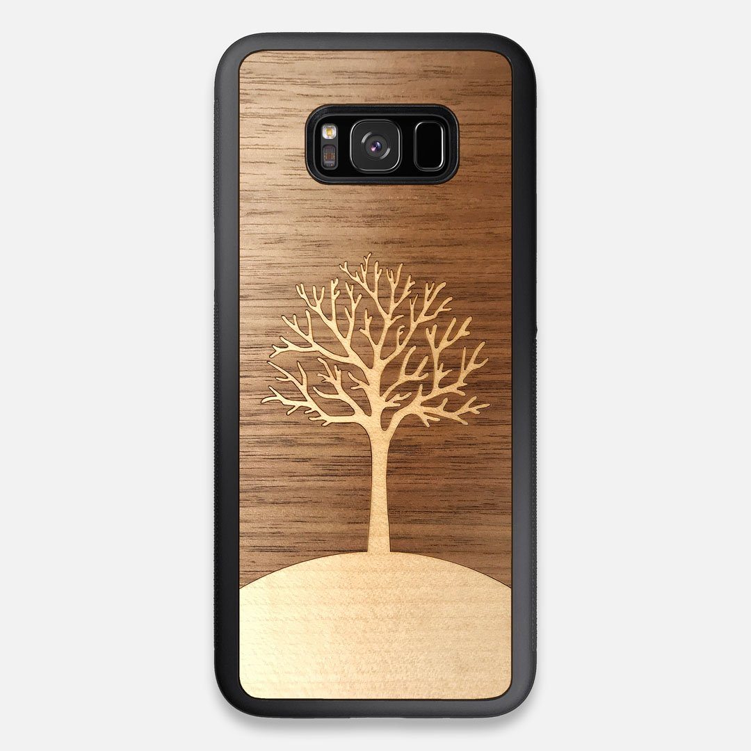 Front view of the Tree Of Life Walnut Wood Galaxy S8+ Case by Keyway Designs
