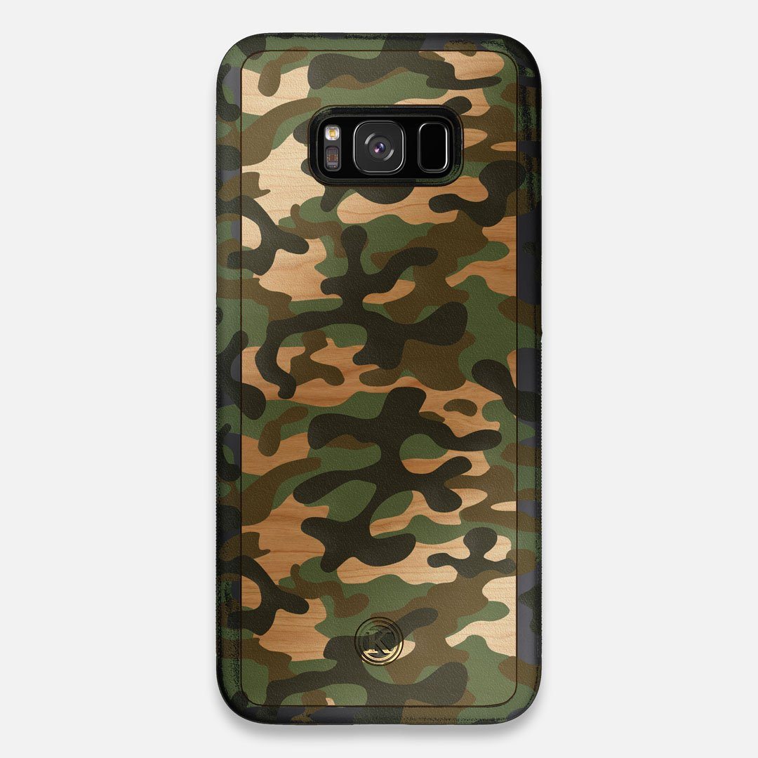 Front view of the stealth Paratrooper camo printed Wenge Wood Galaxy S8+ Case by Keyway Designs