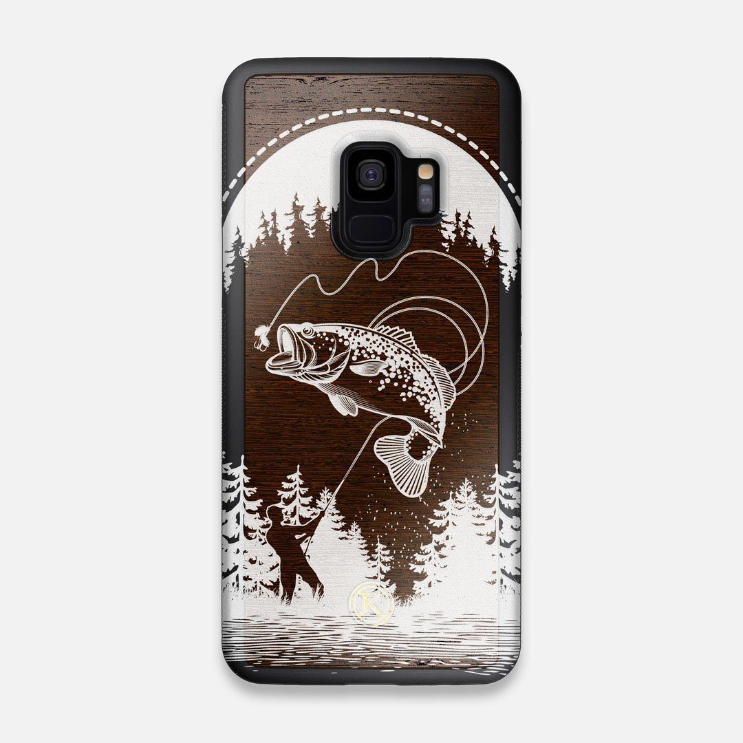 Front view of the high-contrast spotted bass printed Wenge Wood Galaxy S9 Case by Keyway Designs