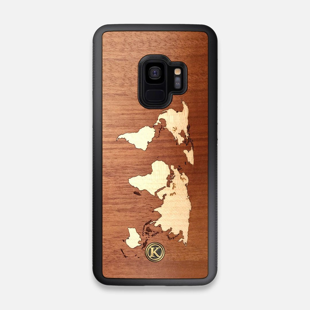 Front view of the Atlas Sapele Wood Galaxy S9 Case by Keyway Designs