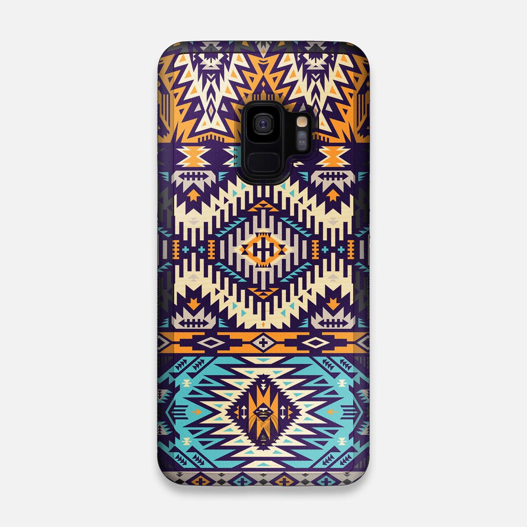 Front view of the vibrant Aztec printed Maple Wood Galaxy S9 Case by Keyway Designs