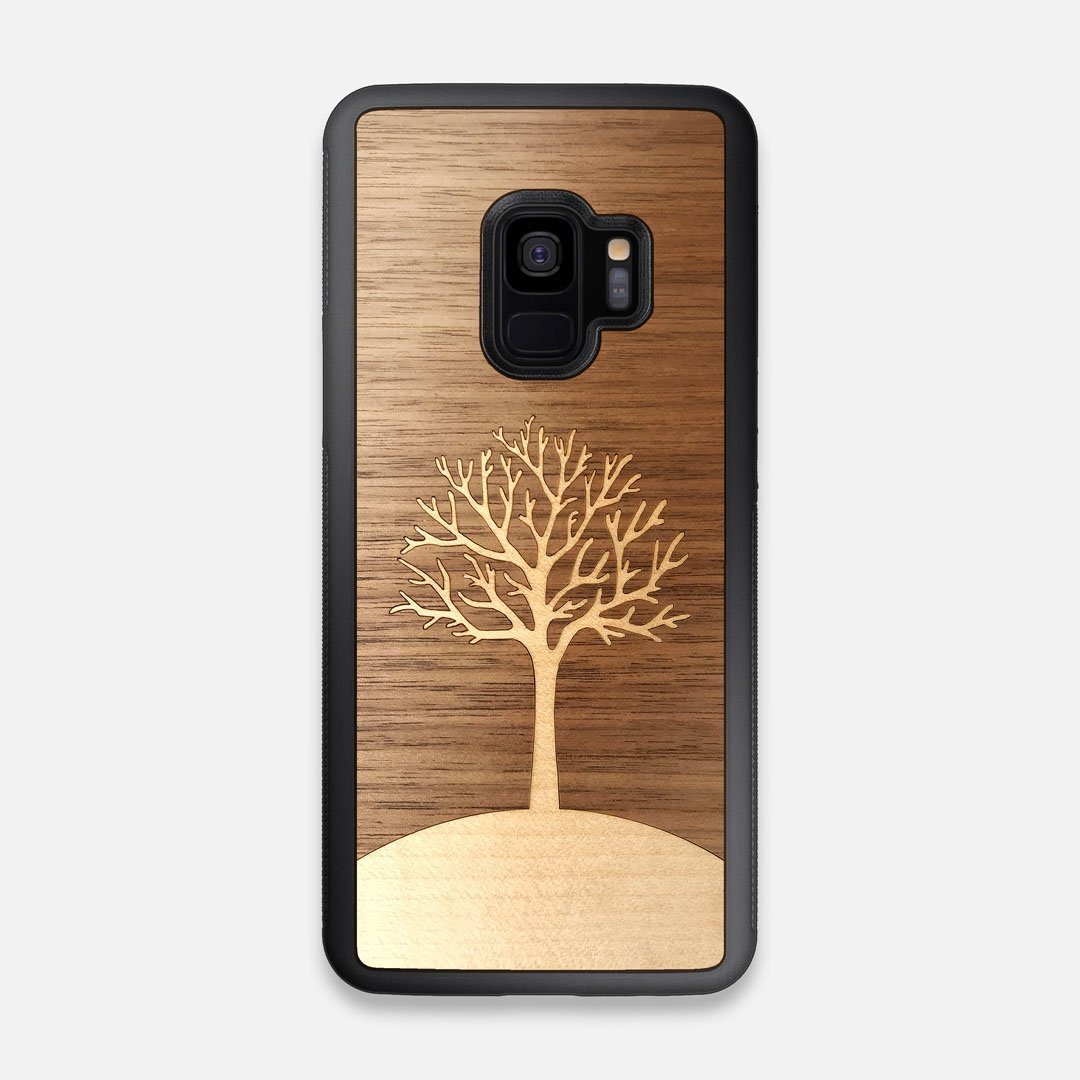Front view of the Tree Of Life Walnut Wood Galaxy S9 Case by Keyway Designs