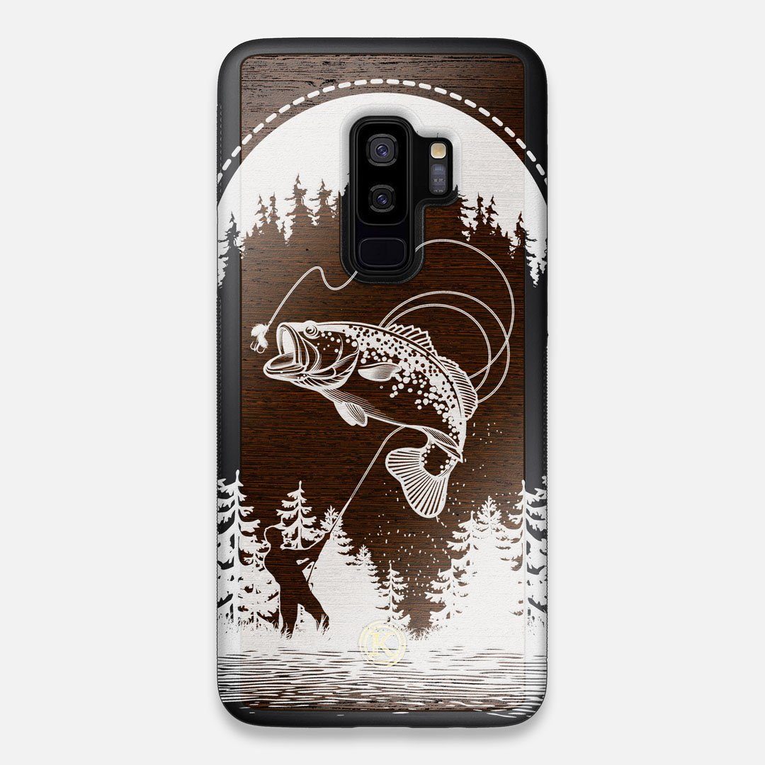 Front view of the high-contrast spotted bass printed Wenge Wood Galaxy S9+ Case by Keyway Designs
