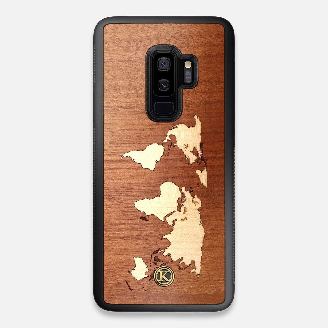 Front view of the Atlas Sapele Wood Galaxy S9+ Case by Keyway Designs